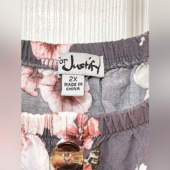 J For Justify 2XL Plus Summer Dress Elastic Gathered Waist Gray/Purple - Picture 5 of 5